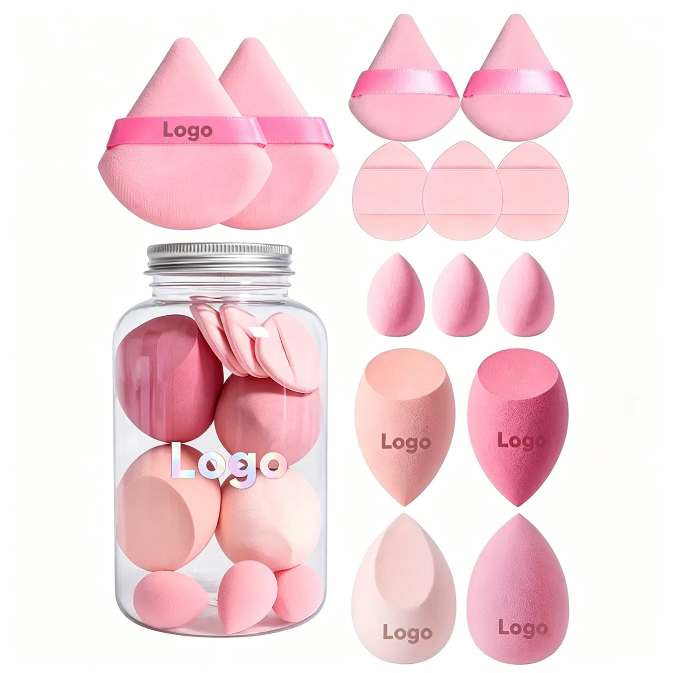 Set 14 Éponges Maquillage Visage Sans Latex – Douces, Lavables & Multicolores