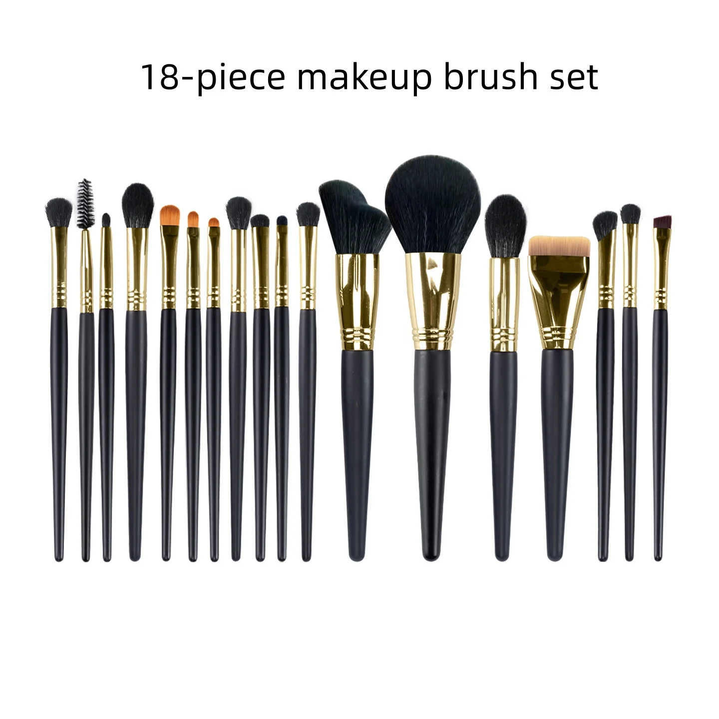 Set 18 Pinceaux Maquillage Professionnels – Poils de Chèvre & Fibres Synthétiques, Manche en Bois