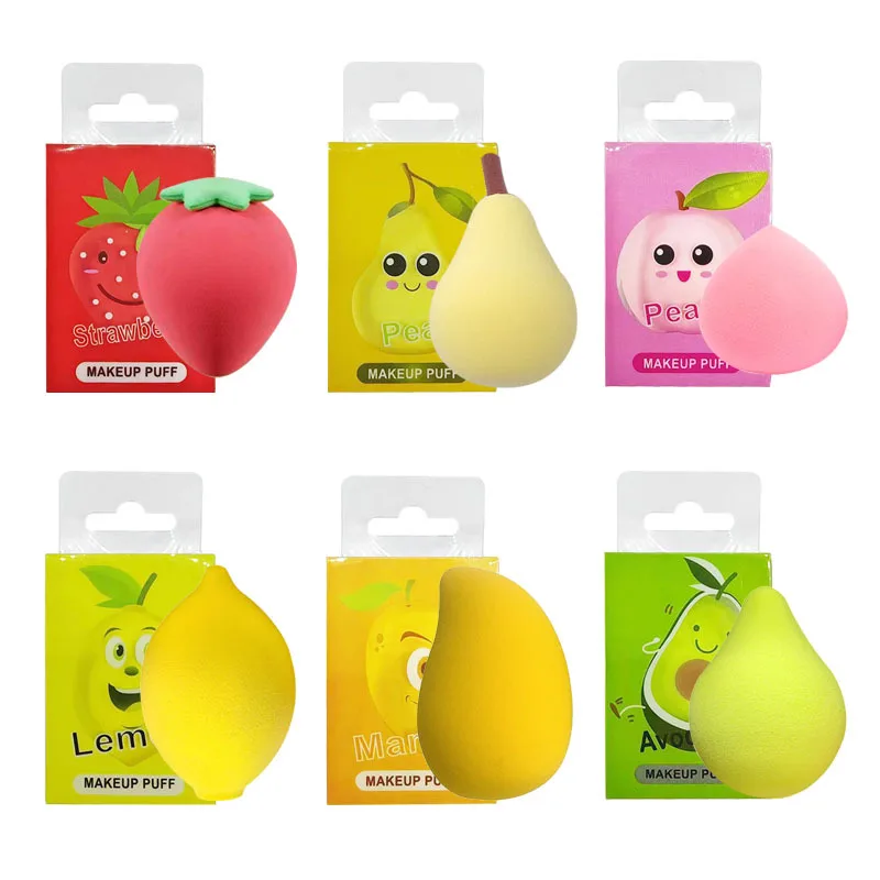 Lot de 3 Éponges Maquillage Forme Fruit – Douces, Sans Latex, Lavables