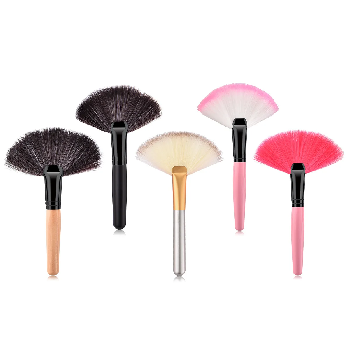 Pinceau Éventail Maquillage Visage – Poignée Bois & Fibres Synthétiques Douces