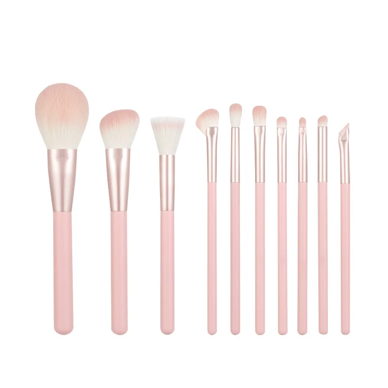 Set 10 Pinceaux Maquillage Rose & Bleu – Yeux, Visage, Contouring
