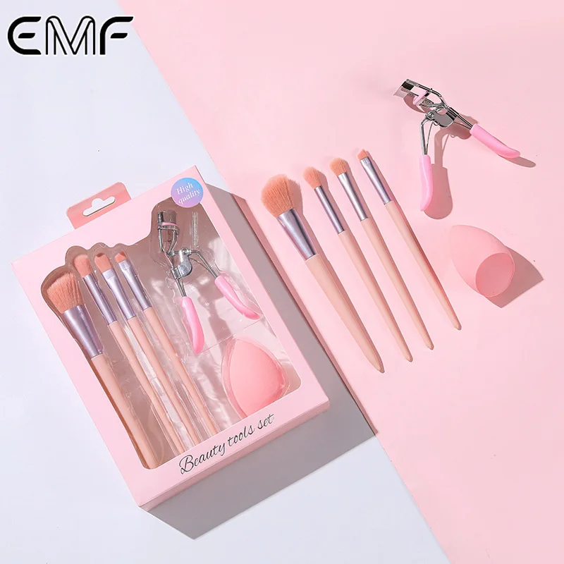 Ensemble 6 Pinceaux de Maquillage Professionnels – Fibres Synthétiques Douces