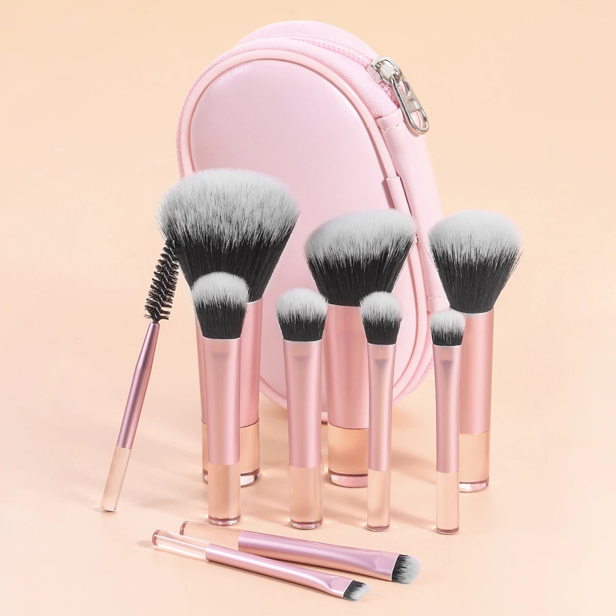 Set 10 Mini Pinceaux de Maquillage Professionnels avec Sac de Rangement – 4 Couleurs