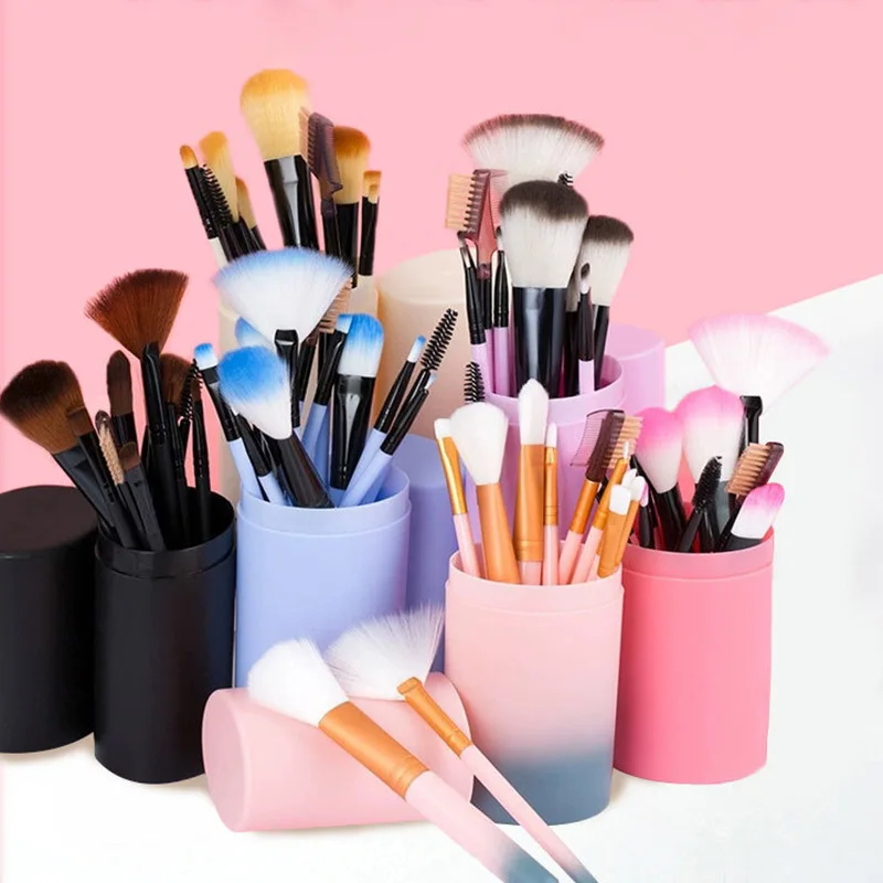 Kit 12 Pinceaux Maquillage Professionnel Portable – Visage & Yeux