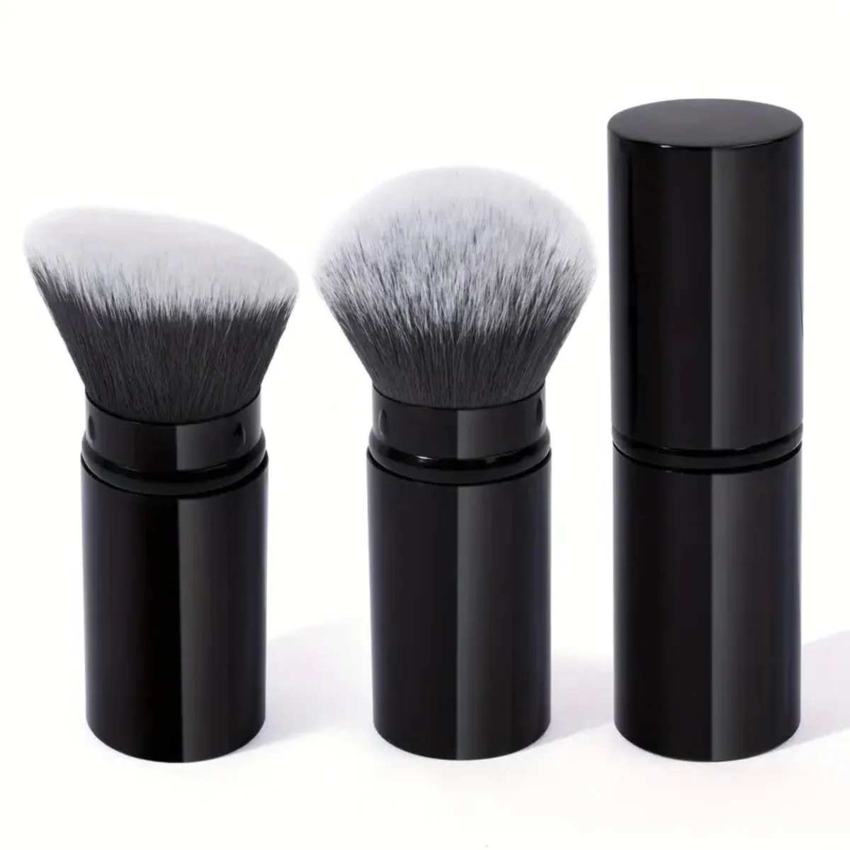 Set 2 Pinceaux de Maquillage Visage – Blush & Poudre, Manche Aluminium Élégant