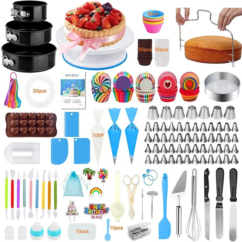 Kit Complet Décoration Gâteaux – Plateau Tournant, Douilles, Moule à Chocolat & Outils Pâtisserie DIY