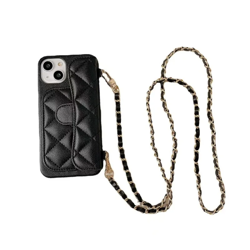 Coque Luxe iPhone 17 Pro Max | Motif Litchi Antichoc avec Fente Carte & Lanière