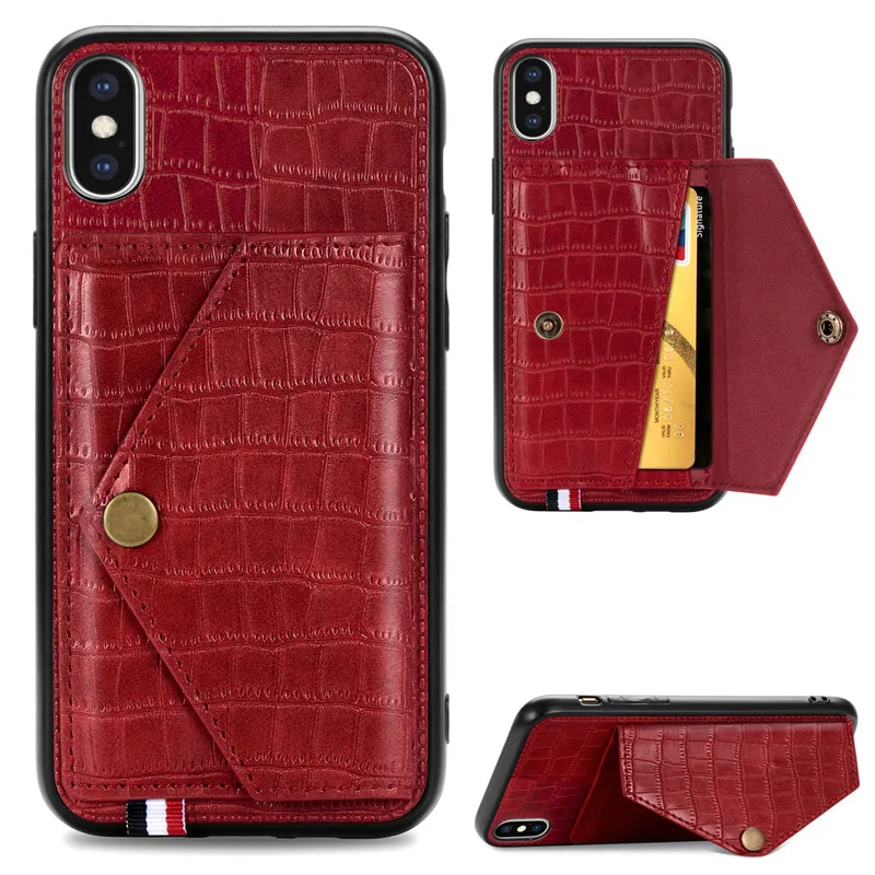 Coque iPhone SE/7/8 Plus Antichoc en Cuir PU avec Prise Main – Couleur Unie
