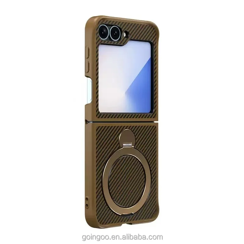 GOINGOO Coque Z Flip 5/6 Fibre de Carbone Givrée Antichoc avec Anneau Magnétique