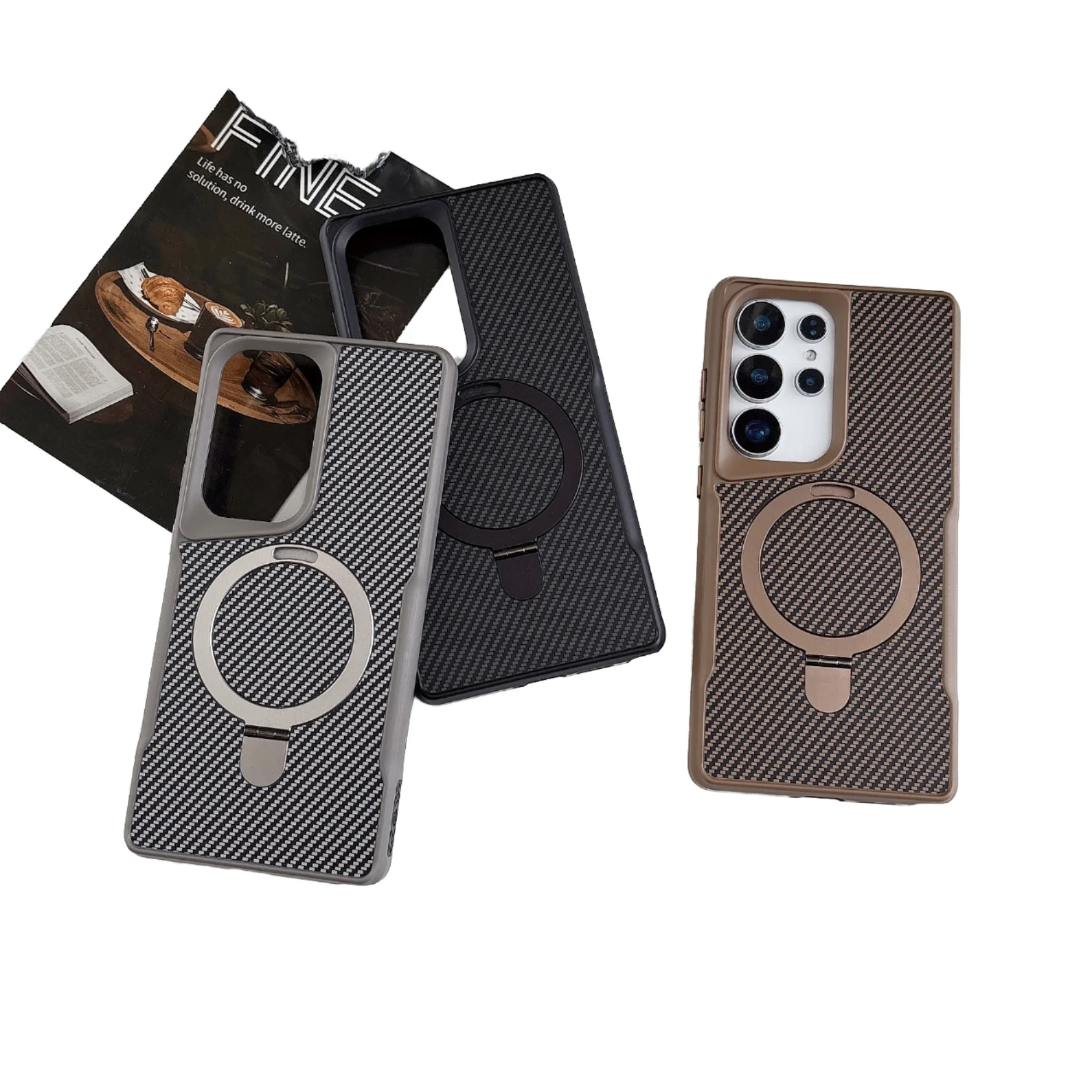 Coque GOINGOO iPhone 16 Pro Max – Fibre de Carbone Luxe, Antichoc + Anneau Magnétique