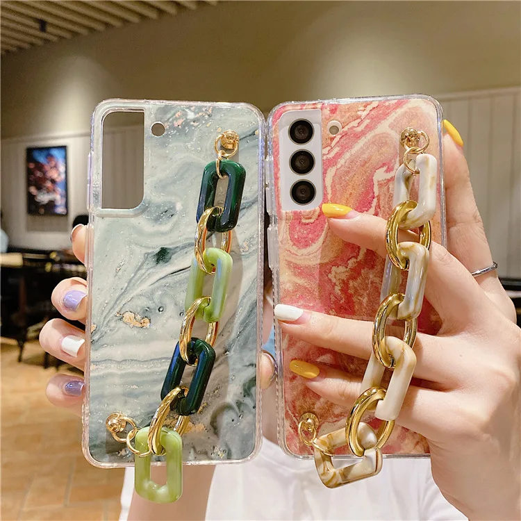 Coque Antichoc Samsung S22 Plus/Ultra – Style Marbre Luxe avec Sangle | TPU+PC