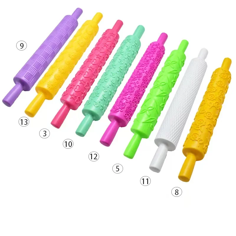 Lot de 8 Rouleaux à Pâtisserie en Relief – Décoration Fondant, Gâteaux & Biscuits