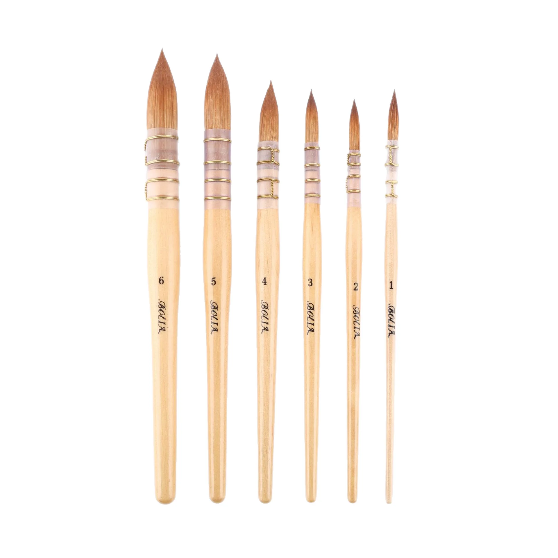 XinyiArt – Lot de 6 Pinceaux Aquarelle Synthétiques Professionnels | Manche Bois & Virole Alu