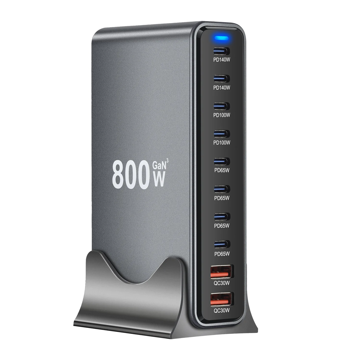 Chargeur GaN 800W 10 Ports USB-C PD 140W & QC3.0 – Charge Rapide Multi-Appareils