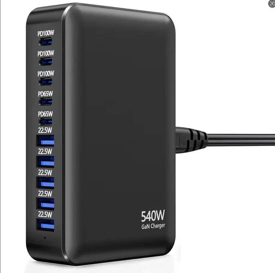 Chargeur Bureau GaN 540W 10 Ports Rapide PD 3.0 QC 3.0 USB & Type-C Multi-Appareils