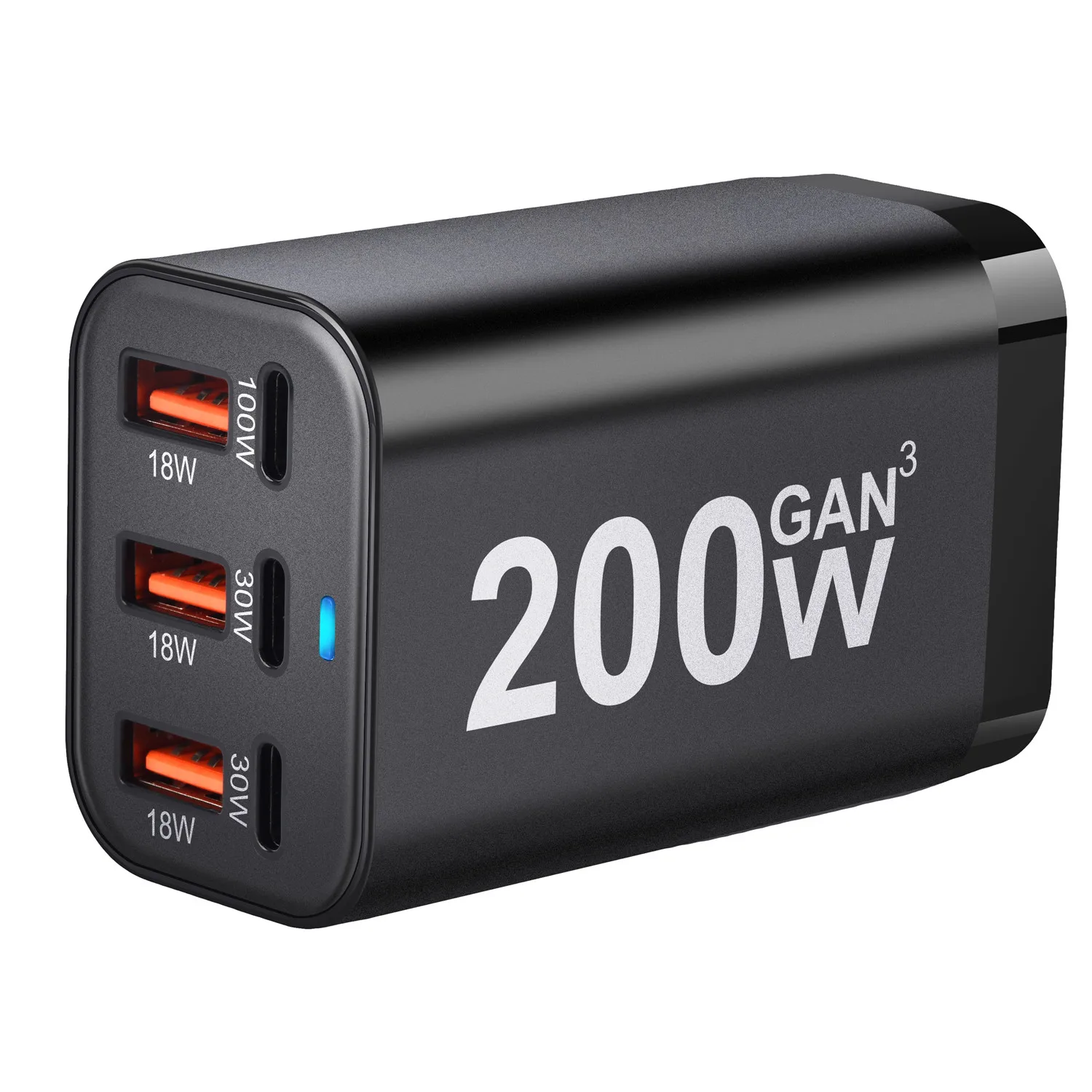 Chargeur Rapide GaN 200W 6 Ports USB-C & USB | Station de Charge Multifonction PD 3.0 & QC 3.0