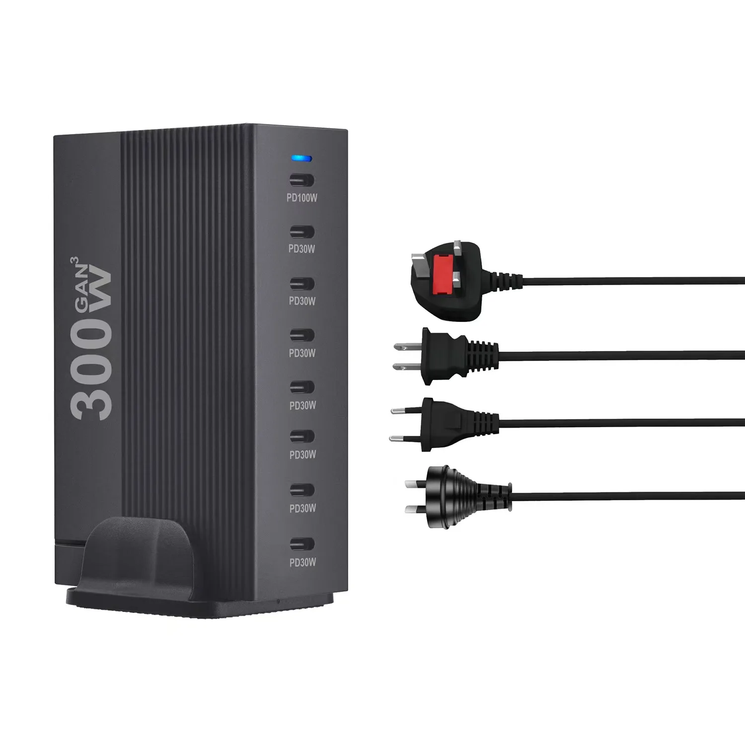 Station de Charge GaN 300W – 8 Ports USB-C, Charge Rapide PD 3.0 pour MacBook & iPhone