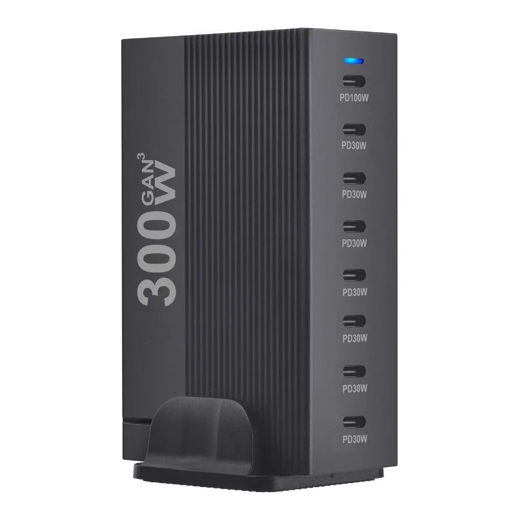Station de Charge GaN 300W – 8 Ports USB-C | Charge Rapide PD 100W pour PC & Téléphones