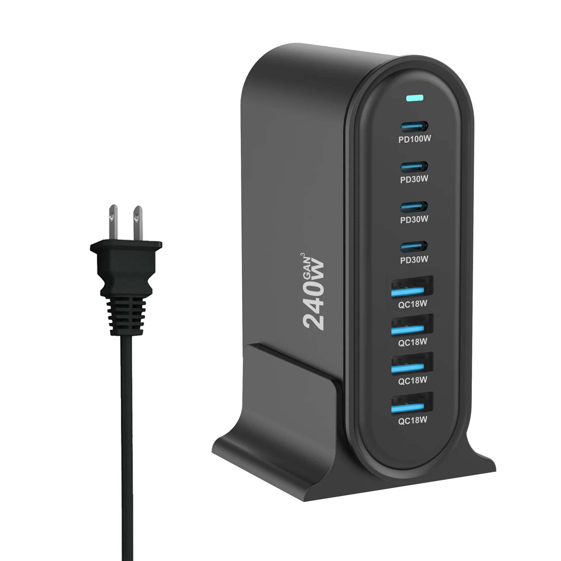 Chargeur GaN 240W 8 Ports USB-C PD3.0 QC3.0 Charge Rapide MacBook iPhone Samsung