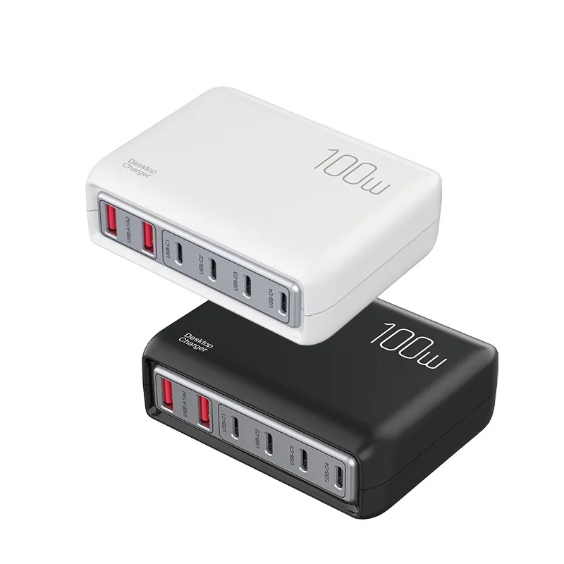 Station de Charge Rapide Ilepo 100W – 6 Ports USB/USB-C, PD 3.0 & QC3.0, Multiprise Bureau
