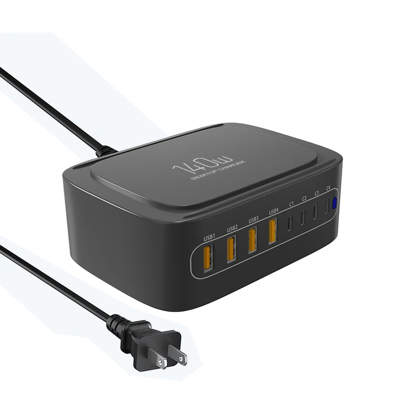 Station de Charge Rapide 8 Ports ILEPO 140W – USB-C PD 65W & QC3.0