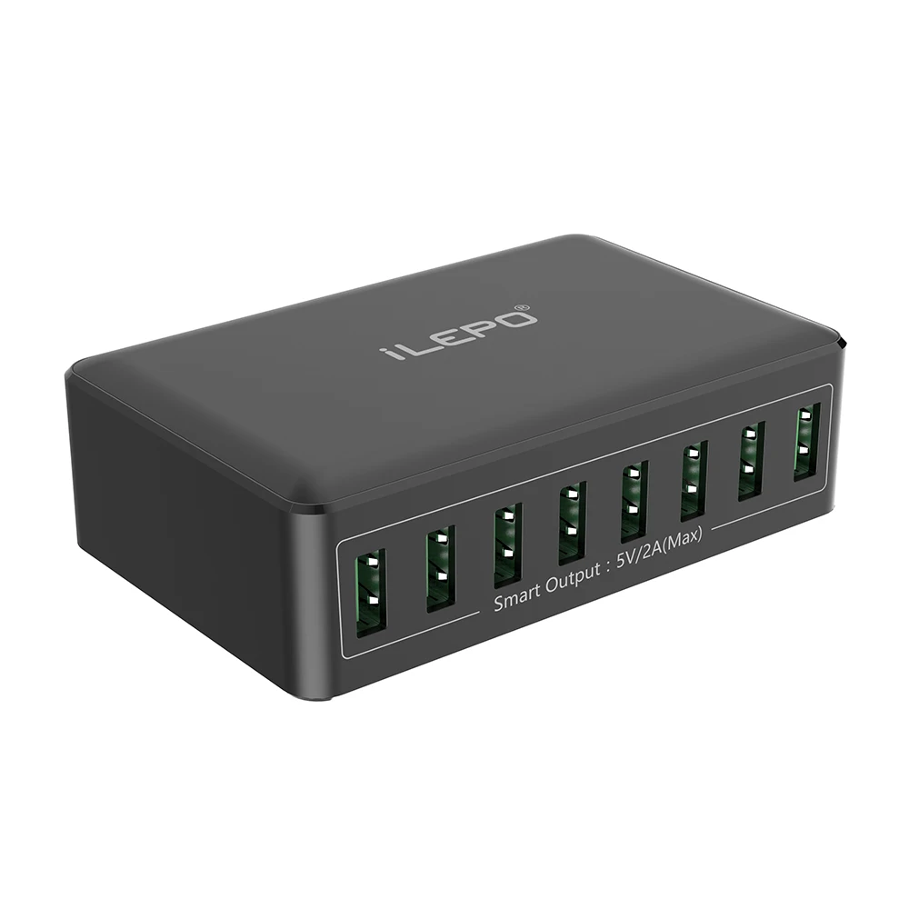 Station de Charge Rapide 40W ilepo i50 – 8 Ports USB, Certifiée CE/FCC/RoHS