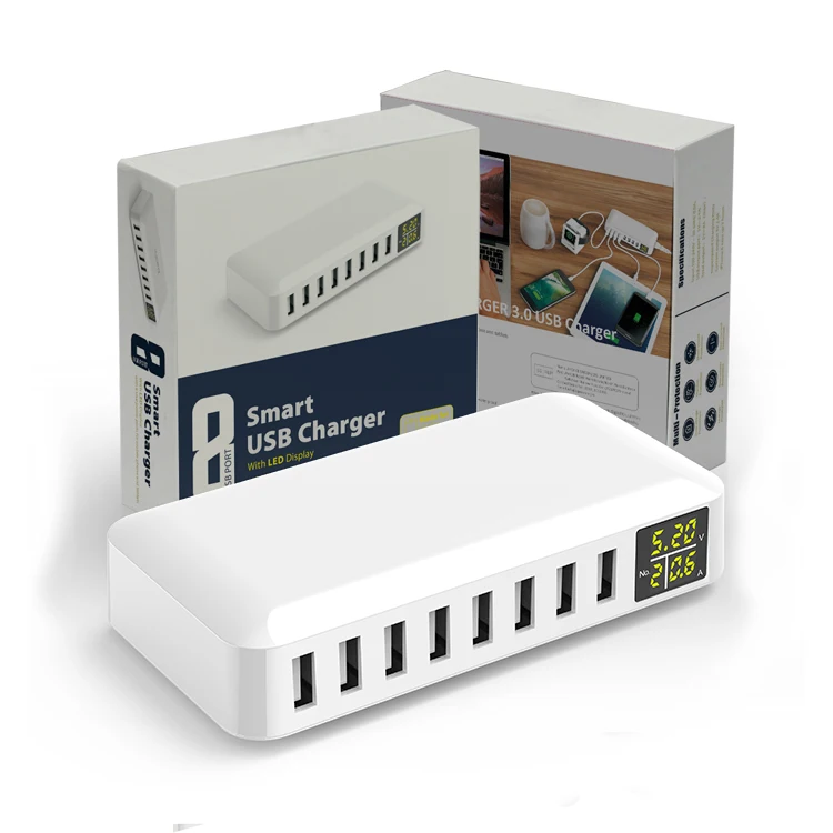Station de Charge Rapide 8 Ports USB QC3.0 60W – Chargeur Multi-Appareils Intelligent