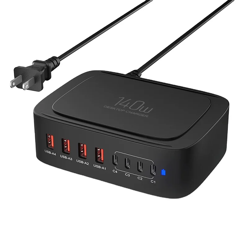 Station de Charge USB 8 Ports 140W – Charge Rapide Multi-Appareils Bureau