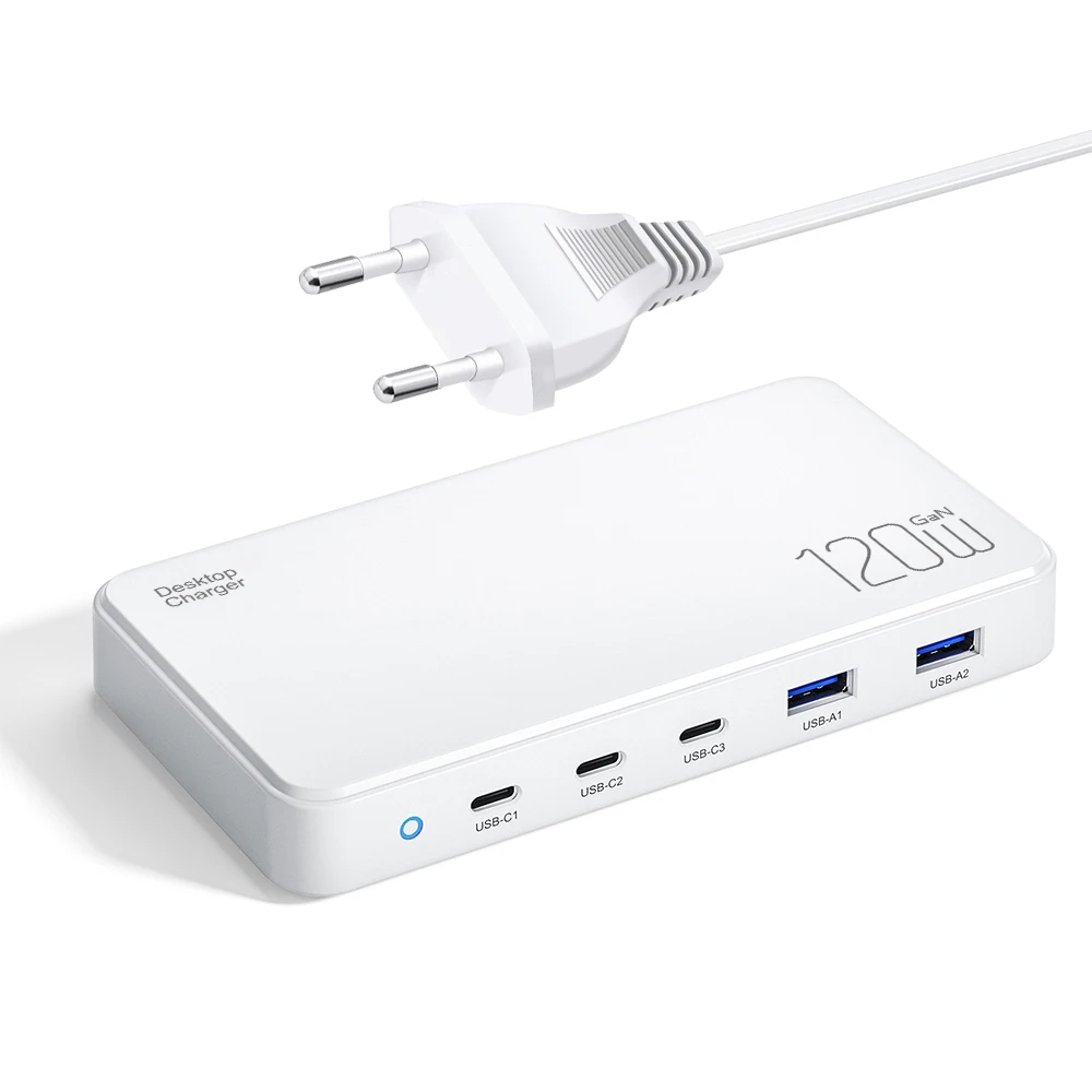 Chargeur GaN 120W ILEPO – Multi-ports USB-C, Charge Rapide PD3.0/QC3.0, Protection OTP