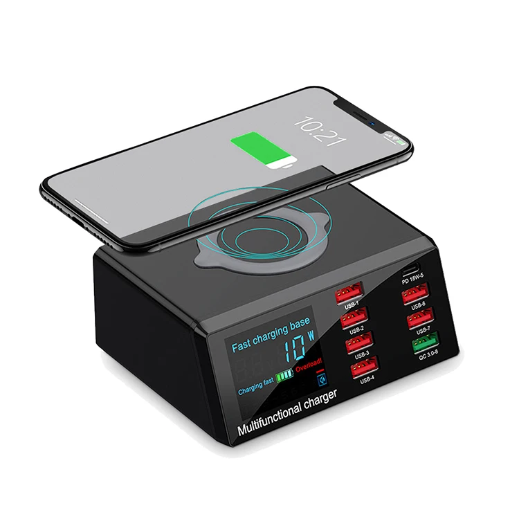 Station de Charge 8 Ports 100W QC3.0 & PD USB-C – Charge Rapide Multi-Appareils