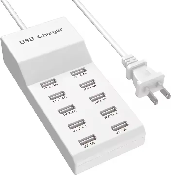 Station de Charge USB 10 Ports 50W – Chargeur Rapide QC3.0 Bureau Universel