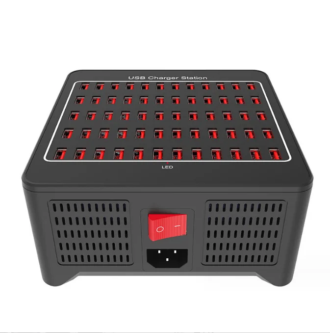 Station de Charge USB 60 Ports 300W – Charge Rapide Intelligente pour Bureaux & Écoles
