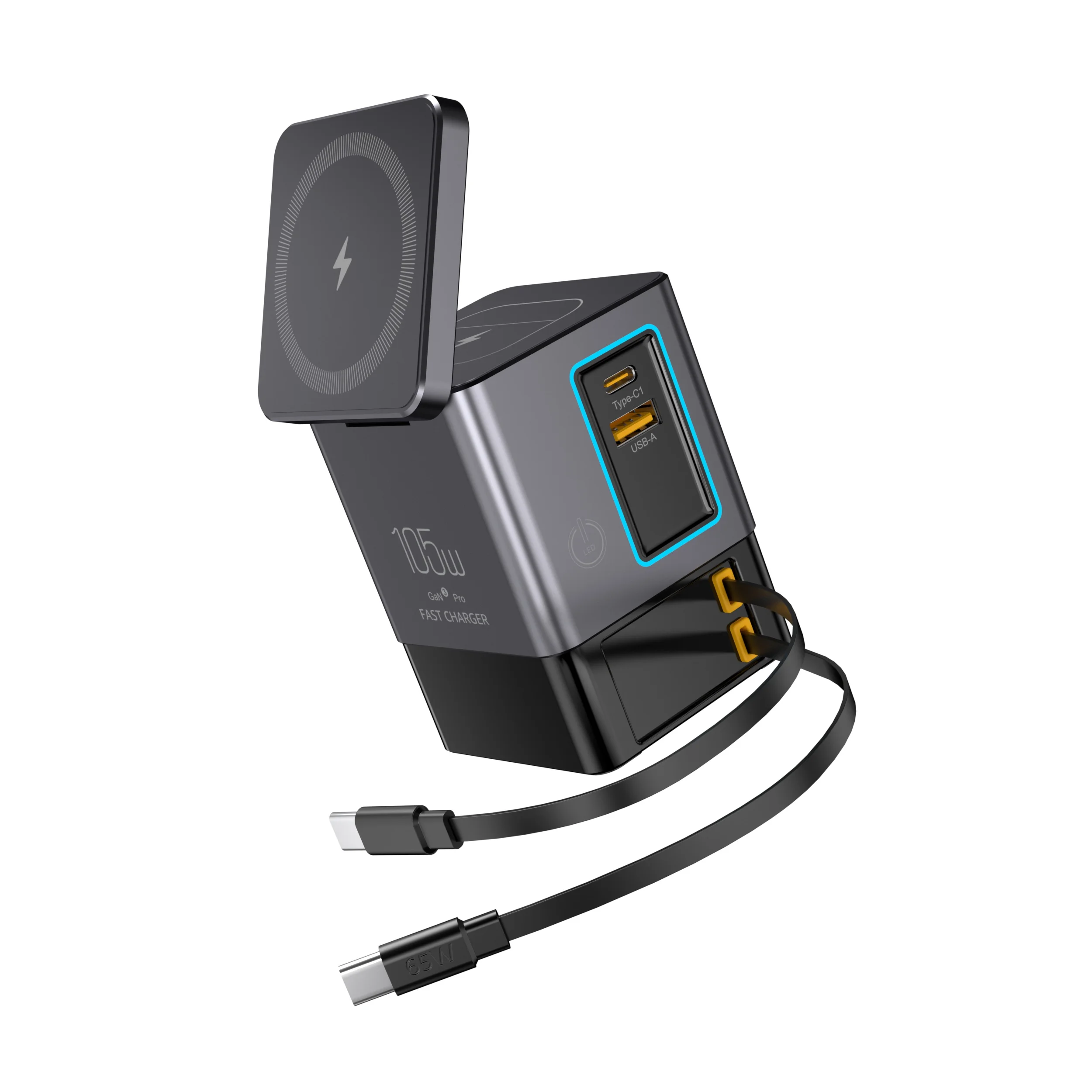 Station de Charge 7-en-1 105W ilepo i116 MAX – Sans Fil + Câble Rétractable USB-C + Lampe