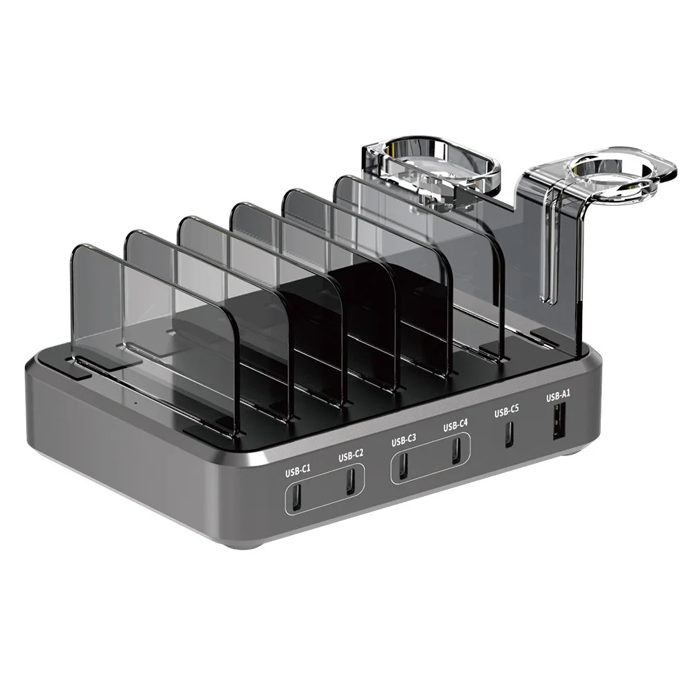 Station de Recharge 6 Ports USB-C PD 20W + QC3.0 – Charge Rapide pour 6 Appareils