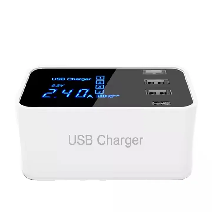 Chargeur Mural 4 Ports USB + Type-C 40W Charge Rapide QC3.0 avec Écran LED – Ilepo W-037