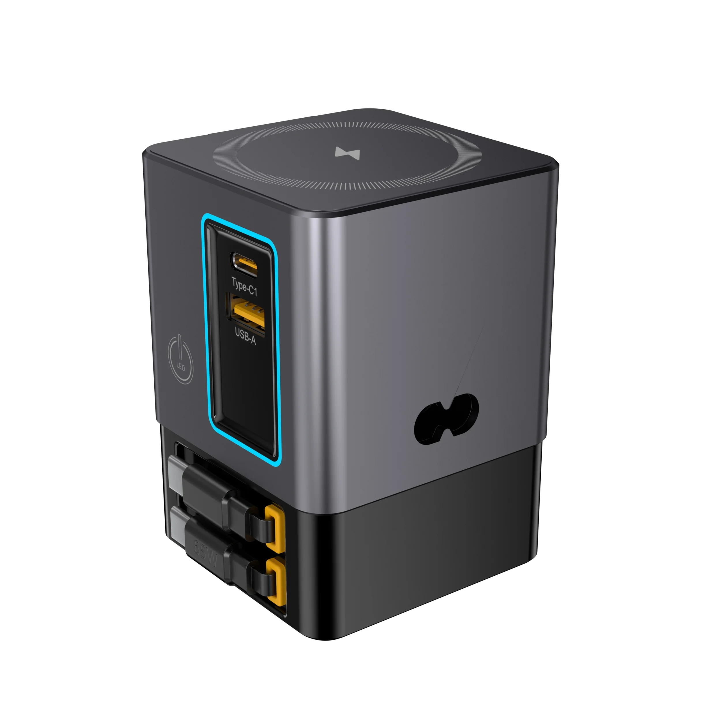 Station de Charge Bureau 100W ILEPO i116 Pro – USB-C Rétractable + Sans Fil + Lampe