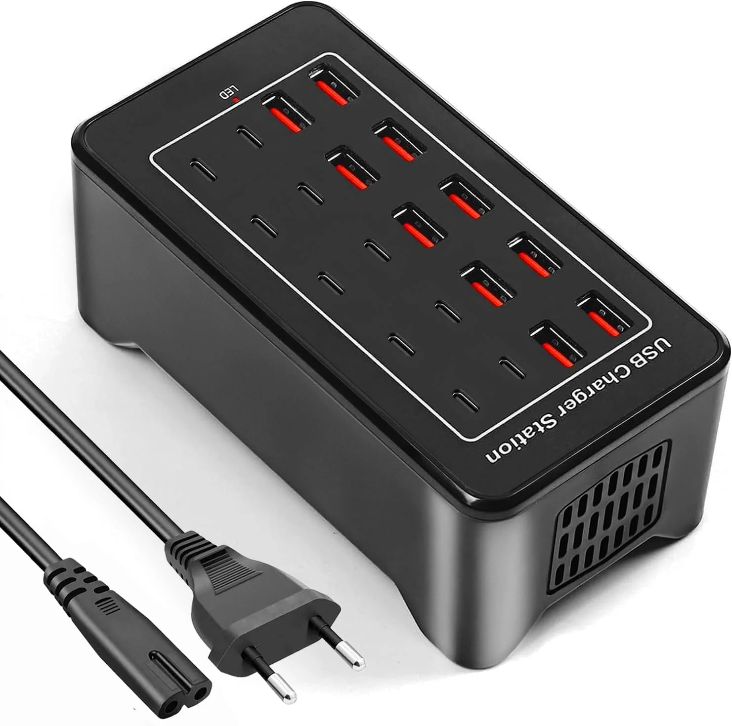 Station de Charge USB 20 Ports 100W – Chargeur Rapide Bureau USB-C & USB-A