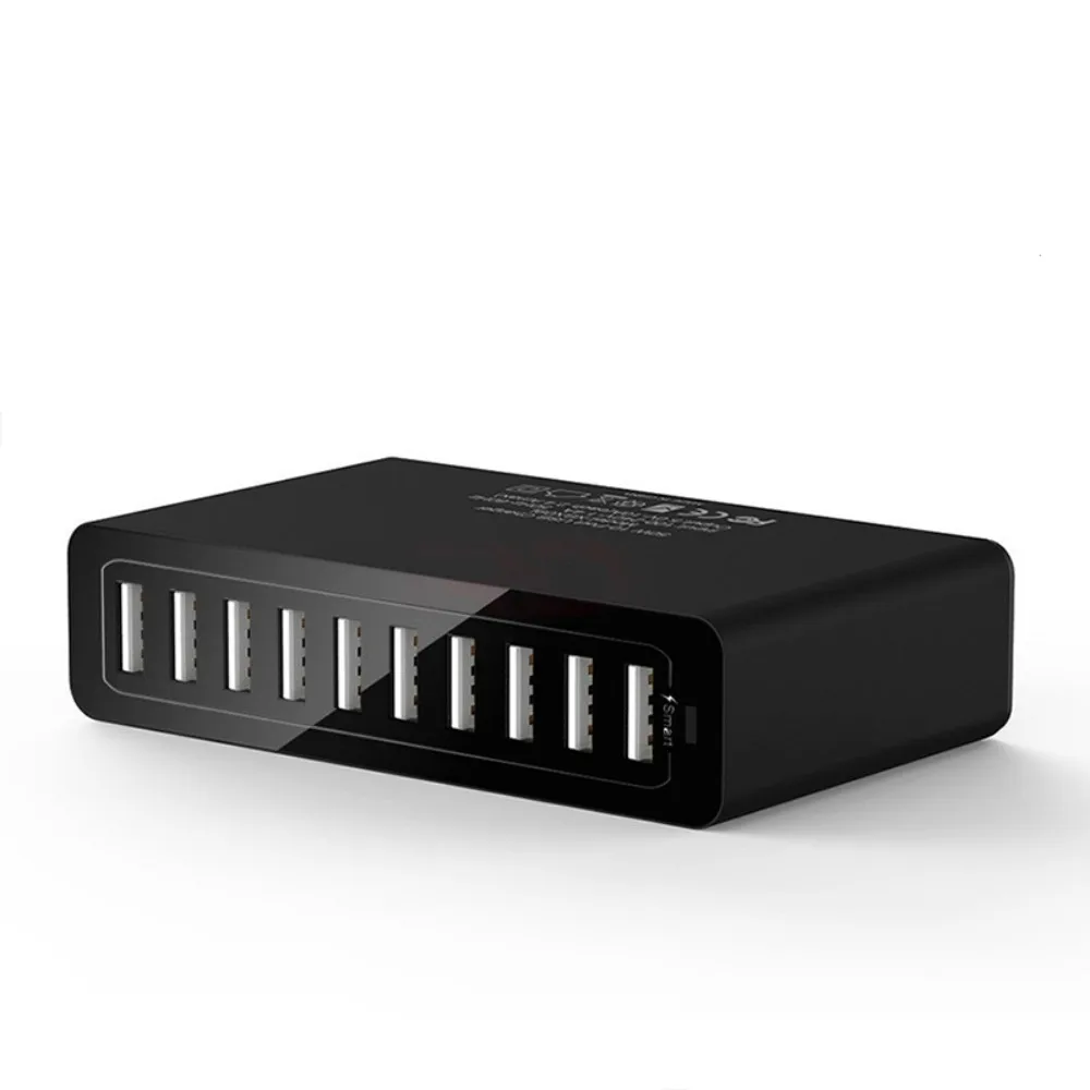 Station de Charge Bureau 10 Ports USB – Charge Rapide QC3.0 50W – Noir