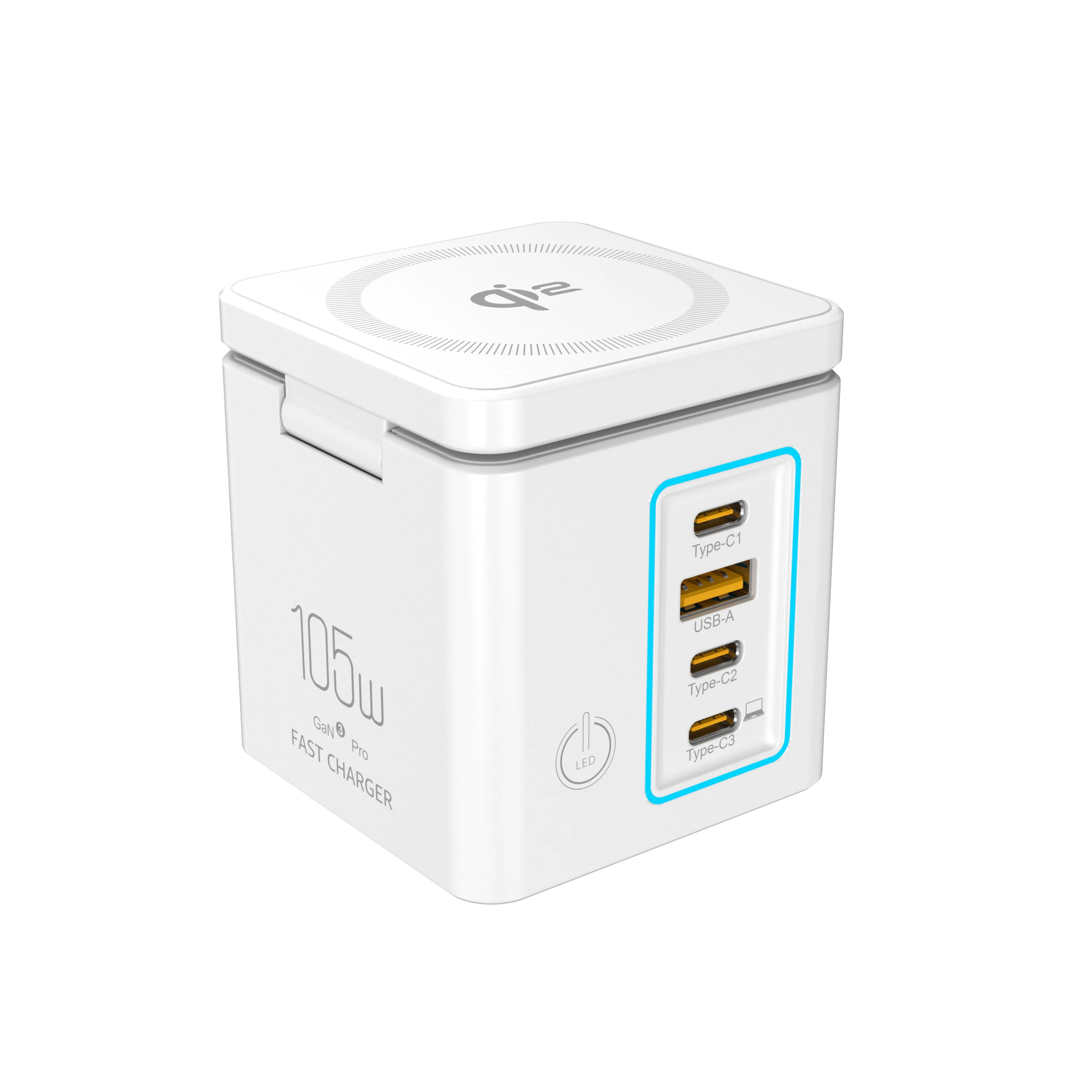 Station de Charge 6-en-1 105W i113 MAX – Chargeur Sans Fil 15W + 4 Ports USB-C/USB-A + Lampe
