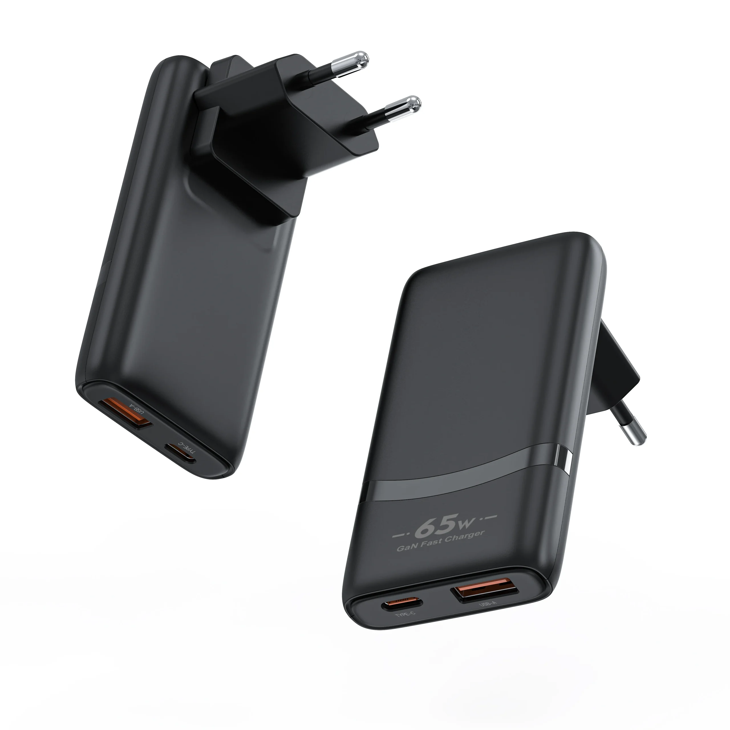 Chargeur GaN 65W Ultra-Mince USB + Type-C Charge Rapide PD3.0 QC3.0 – Compatible iPhone & Laptop