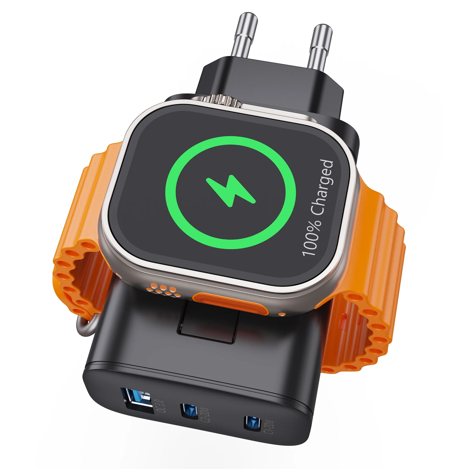 Station de Charge 4-en-1 43W pour Apple Watch & iPhone – USB-C PD + QC3.0