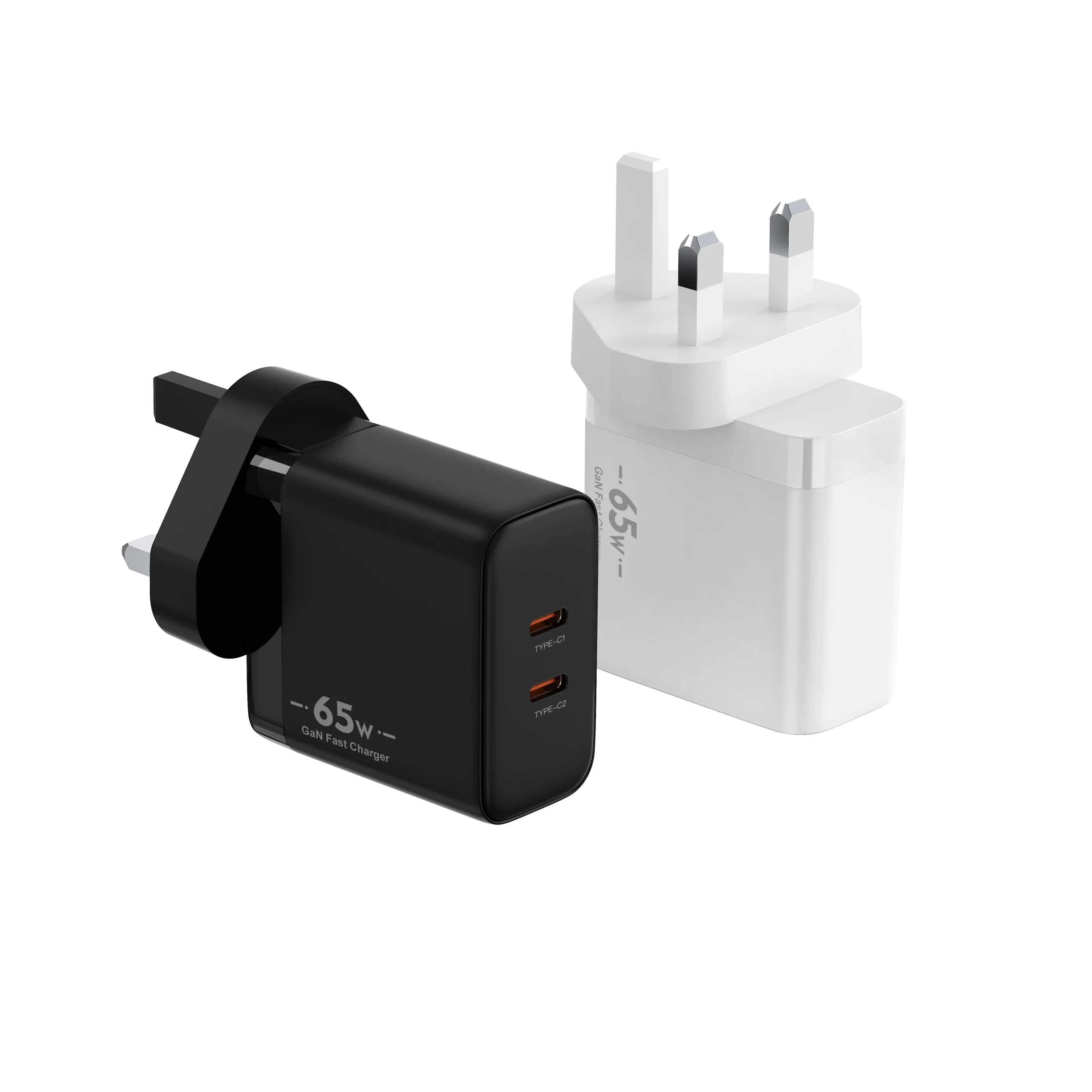Chargeur Mural GaN 65W Double USB-C Charge Rapide PD 3.0 – Compatible iPhone, Android & PC
