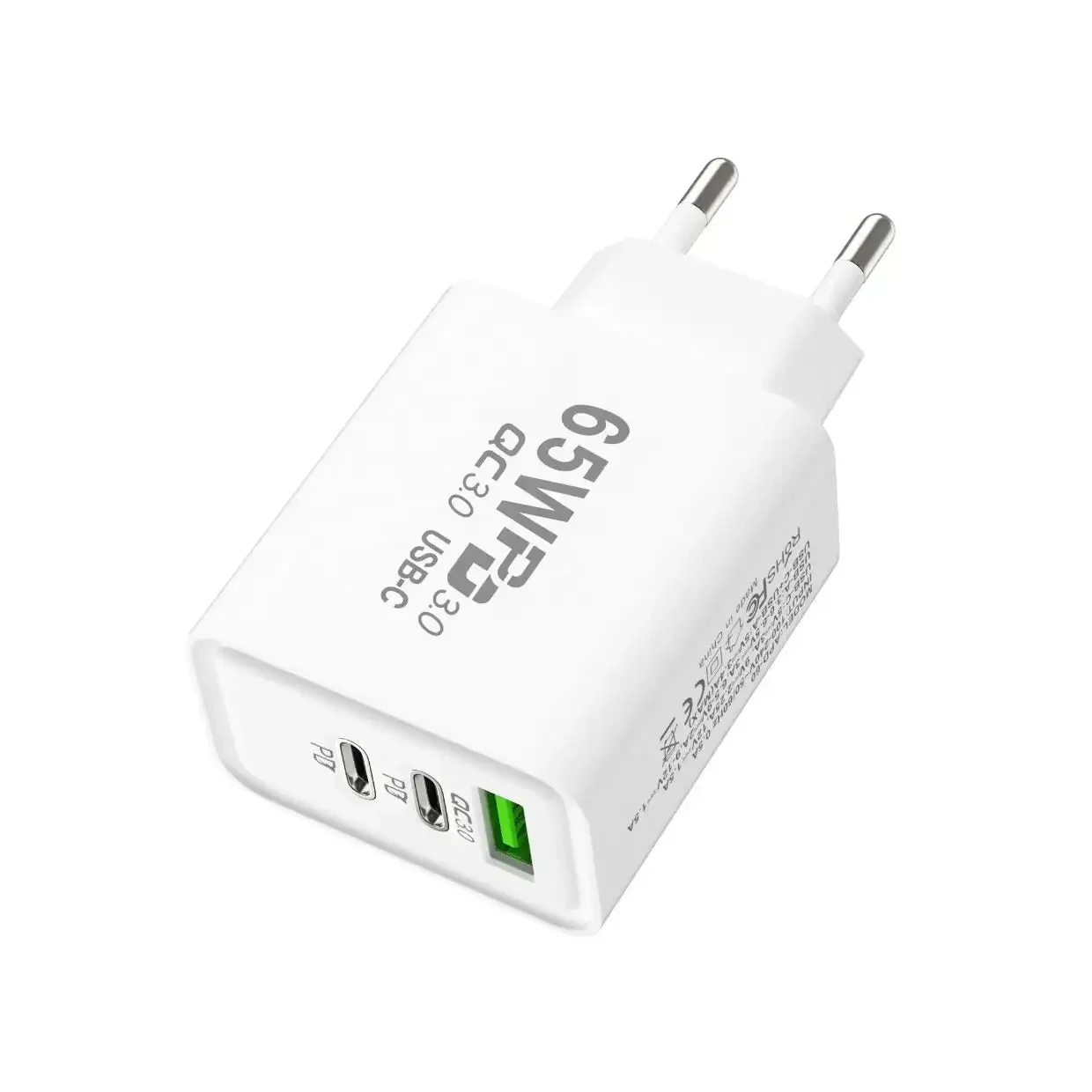 Chargeur Rapide 65W GaN 3 Ports USB-C & USB-A | QC4.0 PD SCP Compatible iPhone Samsung