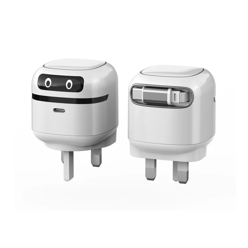 Chargeur GaN PD 65W Design Robot avec Câble Extensible – Charge Rapide Ultracompacte