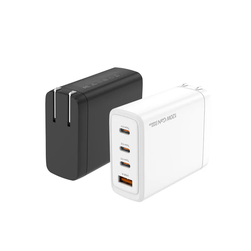 Chargeur GaN 120W 4 Ports (3 USB-C + 1 USB-A) Charge Rapide PD QC3.0 – iPhone, PC, Tablette
