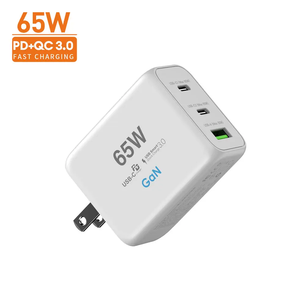 Chargeur GaN 65W 3 Ports USB-C PD + QC3.0 – Charge Rapide EU/US | IlEPO