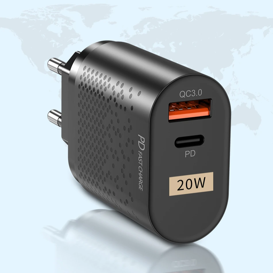 Chargeur Rapide ILEPO 20W USB-C QC3.0 PD3.0 – Compatible iPhone & Android