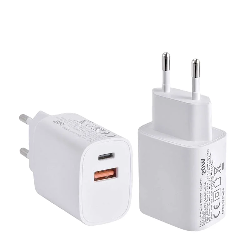 Chargeur Rapide USB + Type-C 20W Quick Charge 3.0 & PD 3.0 – Compatible iPhone & Android