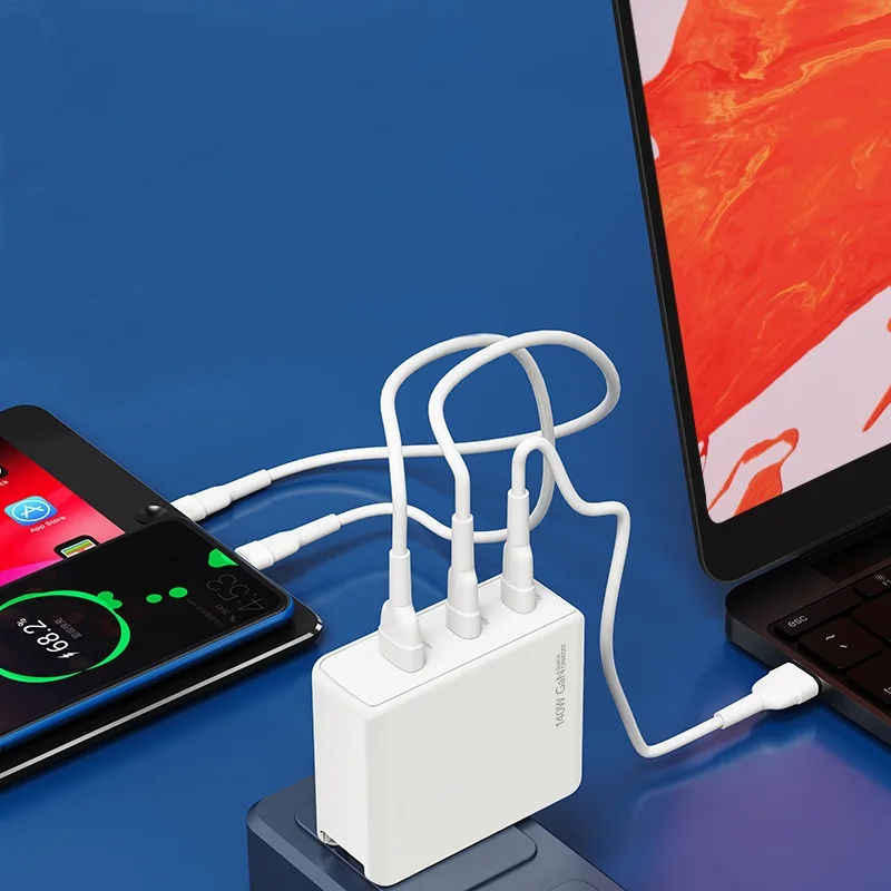 Chargeur GaN 140W Charge Rapide 3 Ports USB-C + USB-A PD QC3.0 - ILEPO W-255