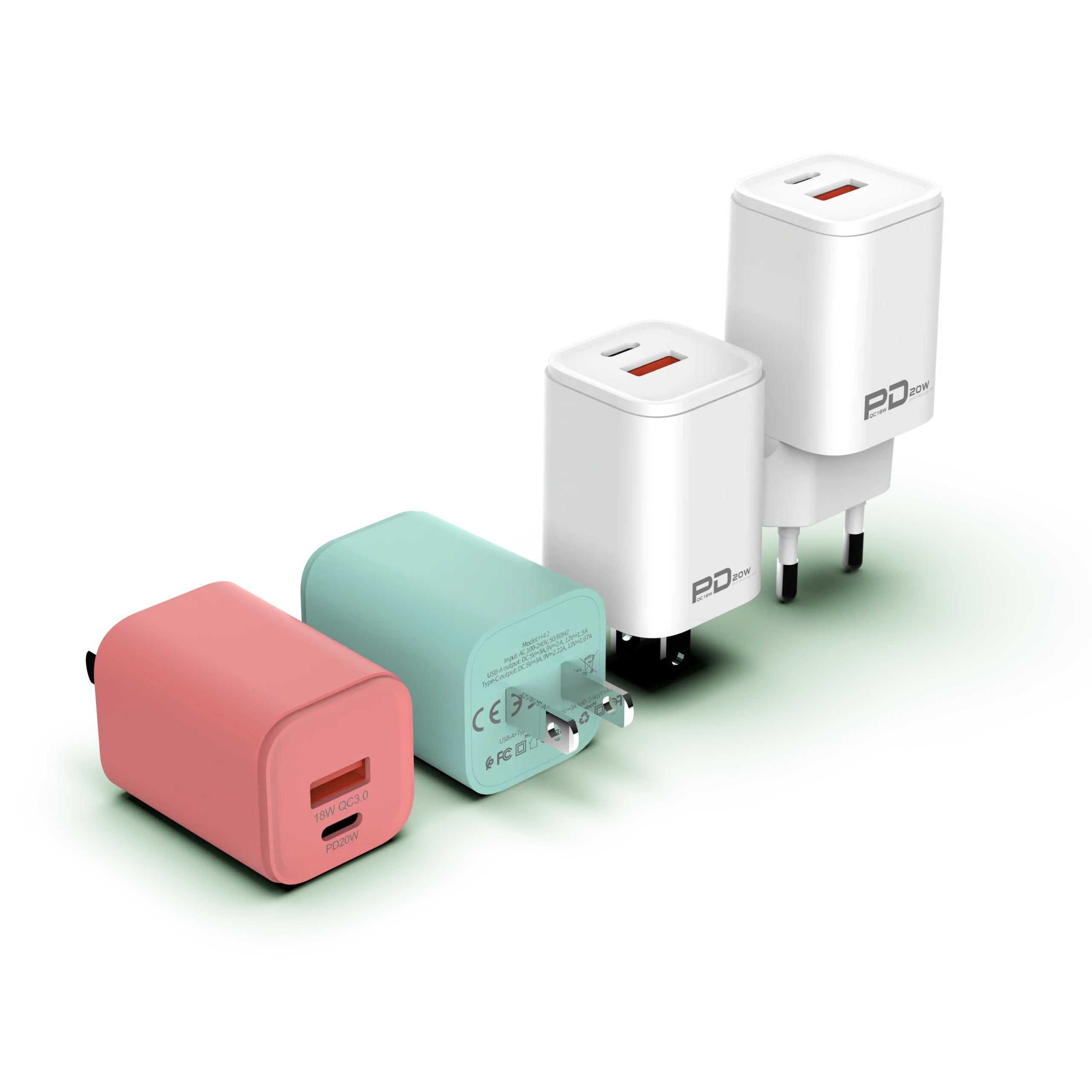 Chargeur Rapide Double Port USB-C PD 20W + USB-A QC3.0 Macaron – Charge Ultra Rapide